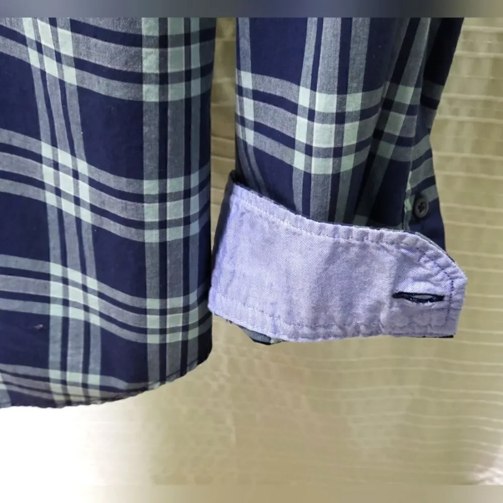 SET OF TWO Banana Republic Plaid Cotton Shirts, TWO Styles Blue, Multi Size L
